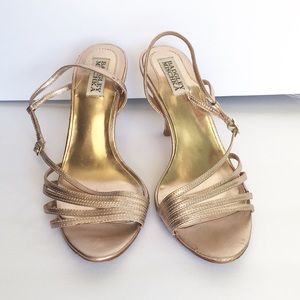 Badgley Mischka rose gold shoes